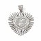 Brass Micro Pave Cubic Zirconia Pendants, Cadmium Free & Lead Free, Religion, Heart, Platinum, 22x21.5x2.5mm, Hole: 4.5x3.5mm