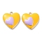Brass Enamel Pendants, Real 18K Gold Plated, Heart Charm, Gold, 18.5x18x5mm, Hole: 1.8mm
