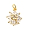 Rack Plating Brass Micro Pave Cubic Zirconia Pendants, Lead Free & Cadmium Free, Long-Lasting Plated, Snowflake, Real 18K Gold Plated, 15x13x4.5mm, Hole: 3.5mm