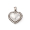 Brass Micro Pave Cubic Zirconia Pendants, Heart, with ABS Plastic Imitation Pearl, Long-Lasting Plated, Cadmium Free & Lead Free, Rack Plating, Platinum, 16x16x6mm, Hole: 2.5x5mm