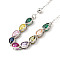 Colourful Cubic Zirconia Teardrop Pendant Necklace, Brass Jewelry for Women, Platinum, 19.53 inch(49.6cm)