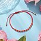 Glass Braided Bead Bracelets, Rondelle, with Brass & Seed Beads, Red, Inner Diameter: 3-3/8~5-1/8 inch(8.5~13.1cm)