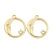 Brass Micro Pave Clear Cubic Zirconia Pendants, Cadmium Free & Nickel Free & Lead Free, Moon, Real 18K Gold Plated, 17x15x2mm, Hole: 1mm