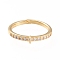 Brass Cuff Finger Ring Settings, Loop Ring Base, with Micro Pave Clear Cubic Zirconia, Long-Lasting Plated, Golden, Size 7,  17mm, Hole: 1x1.5mm