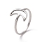 Non-Tarnish 201 Stainless Steel Crescent Moon Finger Ring, Hollow Wide Ring for Women, Stainless Steel Color, US Size 6 1/2(16.9mm)