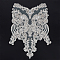 BENECREAT Handmade Silver Rhinestones Bodice Applique Sewing Beads White Trim Patches Crystal Sewing Lace Patch Accessories for Shiny Decorative Wedding Dress, 14x20.8inch