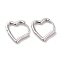 Heart Brass Hoop Earrings for Women, Real Platinum Plated, 14x2mm