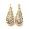 Brass Micro Pave Cubic Zirconia Pendants, Cadmium Free & Nickel Free & Lead Free, Teardrop, Real 16K Gold Plated, 18x6x5mm, Hole: 1.5x3mm