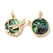 Brass Micro Pave Clear Cubic Zirconia Pendants, Dragonfly Charms with Natural Paua Shell, Real 18K Gold Plated, 19.5x19x4mm, Hole: 2x3.5mm