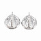Brass Pendants, Nickel Free, Flat Round with Cicada, Real Platinum Plated, 16.5x14x3.5mm, Hole: 1.6mm