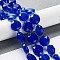 Natural Blue Agate Beads Strands, with Seed Beads, Faceted Hexagonal Cut, Flat Round, Dyed & Heated, 12~12.5x5~6mm, Hole: 1.2~1.4mm, about 27~29pcs/strand, 15.55~15.75 inck(39.5~40cm)