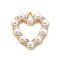Alloy Crystal Rhinestone Pendants, with ABS Plastic Imitation Pearl Beads, Heart Charms, Light Gold, 20x19.5x4.5mm, Hole: 1.8mm
