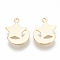 Brass Charms, Moon & Star, Real 18K Gold Plated, 12x10x1mm, Hole: 1mm