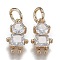 Brass Micro Pave Clear Cubic Zirconia Pendants, Long-Lasting Plated, with Jump Ring, Little Boy, Real 18K Gold Plated, 12x6x3mm, inner diameter: 3mm, jump ring: 6x1mm