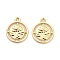 Rack Plating Alloy Pendants, Flat Round with Flower Charms, Golden, 19x16x2.5mm, Hole: 1.8mm