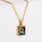 304 Stainless Steel Pave Natural Paua Shell Rectangle Initial Pendant Necklaces for Women, Real 18K Gold Plated, Letter Q, 17.72 inch(45cm)