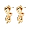 Brass Stud Earring Findings, Cadmium Free & Nickel Free & Lead Free, with Loops, Twist, Real 18K Gold Plated, 28x10mm, Hole: 1.4mm, Pin: 10x0.8mm