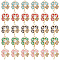 30Pcs 5 Colors Alloy Enamel Pendants, with Rhinestone and ABS Plastic Imitation Pearl Beads, Clover with Tartan Pattern, Mixed Color, 21x16x6mm, Hole: 1.8mm, 6pcs/color