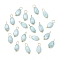 20Pcs Opaque Baking Painted Crackle Glass Charms, Melon Seeds, with Brass Loops, Golden, Faceted, Light Cyan, 13.5x6x4.5mm, Hole: 3mm, 20pcs/set