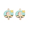 Alloy Enamel Pendants, Dinosaur Fan Connector Charms, Cadmium Free & Lead Free, Rose Gold, Turquoise, 27x22x1mm, Hole: 1.8mm