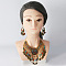 Flat Round Tassel Bohemia Alloy Rhinestone Pendant Necklaces & Dangle Earrings Sets, Antique Golden, 500mm