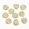 Natural Amazonite Chandelier Component Links, with Golden Plated Edge Brass Findings, Faceted, Teardrop, 35~36x28~29x6mm, Hole: 1.6mm
