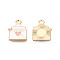 Alloy Enamel Pendants, Light Gold, Letter, Pink, 15.5x12.5x2mm, Hole: 2mm