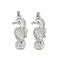 Brass Micro Pave Cubic Zirconia Pendants, Cadmium Free & Lead Free, Sea Horse Charms, Platinum, 33x12.5x5.5mm, Hole: 4x2.5mm