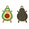 Alloy Enamel Pendants, Cadmium Free & Lead Free, Light Gold, Avocado, Sienna, 22x13x1.5mm, Hole: 1.5mm
