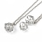 Brass with Rhinestone Pendant Necklaces, Iron Rolo Chains, Round, Platinum, 32.36 inch(822mm) long, pendant: 25x24.5mm, 17mm inner diameter