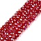 Electroplate Glass Beads Strands, AB Color Plated, Faceted, Rondelle, Red, 3.5~3.8x3mm, Hole: 0.4mm, about 105~110pcs/strand, 29~31cm