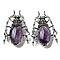 Dual-use Items Alloy Brooch, with Natural Amethyst, Spider, 49.5x35.5x15~16mm, Hole: 4x2.5mm
