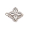 Brass Micro Pave Clear Cubic Zirconia Box Clasps, Cadmium Free & Nickel Free & Lead Free, Flower, Platinum, 14x17.5x7.5mm, Hole: 1.2mm