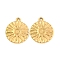 Ion Plating(IP) 304 Stainless Steel Pendants, Flat Round with Sun Charm, Real 18K Gold Plated, 20x17x2mm, Hole: 1.6mm