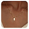 304 Stainless Steel Box Chain Necklaces, 201 Stainless Steel Rectangle Initial Pendant Necklaces for Women, Real 18K Gold Plated, Letter E, 15.75 inch(40cm)