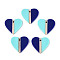 Opaque Resin & Wood Pendants, Heart, Two Tone, Midnight Blue, 28~28.2x29.8x3.3mm, Hole: 2mm