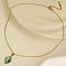 304 Stainless Steel Pave Natural Paua Shell Geometric Oval Pendant Necklaces, Golden, Pendant: 2.4x1.5cm