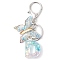 Butterfly Shape Resin & Acrylic Keychain, with Iron Rings, Letter D, 93.5mm, Pendant: 29.5~34x23.5~39.5x2~7.5mm
