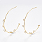 Brass Cubic Zirconia Stud Earrings, Half Hoop Earrings, Nickel Free, Real 18K Gold Plated, 48x48.5x4.5mm, Pin: 0.7mm