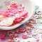 Rainbow Iridescent PVC Paillette/Sequins Beads & Links & Pendants, Mixed Shapes, Flower/Snowflake/Oval, Pink, 4~20x4~20x0.3~6mm, Hole: 0.8~4mm, about 131pcs/bag