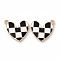 Alloy Enamel Pendants, Golden, Heart with Tartan Pattern Charm, White, 20.5x18x2.5mm, Hole: 1.8mm