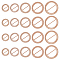 20Pcs 5 Style Alloy Buckle Clasps, For Webbing, Strapping Bags, Garment Accessories, Flat Round, Light Gold, 30~53x2.5~3mm, 4pcs/style
