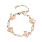 Moon & Star Glass Beaded Bracelet with 304 Stainless Steel Clasps, Golden, 7-3/4 inch(19.7cm)