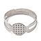 Non-Tarnish 304 Stainless Steel Adjustable Ring Findings, Plain Pad Ring Settings, Flat Round, Stainless Steel Color, Inner Diameter: 17mm