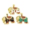 Brass Micro Pave Clear Cubic Zirconia Pendants, with Enamel, Cadmium Free & Nickel Free & Lead Free, Real 18K Gold Plated, Elephant, Mixed Color, 22.5x33.5x6mm, Hole: 6.5x4.5mm