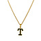 304 Stainless Steel Black Enamel Initial Pendant Twisted Chain Necklaces, Golden, Letter T, 15.75 inch(40cm)