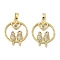 Bird with Heart Brass Micro Pave Cubic Zirconia Pendants, Cadmium Free & Nickel Free & Lead Free, Real 18K Gold Plated, 26x20x3.5mm, Hole: 5x2.5mm