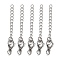Tarnish Resistant 304 Stainless Steel Chain Extender, Stainless Steel Color, 65~70mm, Clasp: 9x15mm, Chain: 43mm, Ring: 6x1mm.