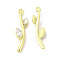 Rack Plating Alloy Pendants, with Glass, Leafy Branch Charms, Cadmium Free & Nickel Free & Lead Free, Light Gold, Clear, 27.5x7.5x3mm, Hole: 1.4mm