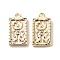 Rack Plating Brass Micro Pave Cubic Zirconia Pendants, Cadmium Free & Nickel Free & Lead Free, Rectangle Charm, Real 18K Gold Plated, 14x7.5x2mm, Hole: 1.4mm